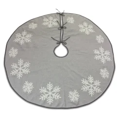 48"D Gray And White Snowflake Woven Christmas Tree Skirt