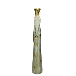 24" Distressed Silver And Gold King Melchior Wise Man Christmas Nativity Figure