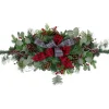 36" Dual Plaid Bows And Red Berries Artificial Christmas Swag - Unlit