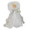 12" Elegant White And Silver Led Light Fiber Optic Angel Christmas Tree Topper