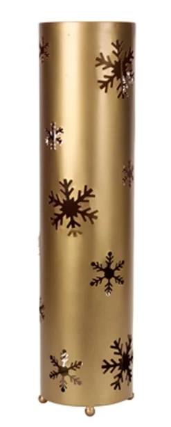24" Elegant Winter Golden Bronze Christmas Snowflake Standing Floor Candle Holder