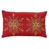 19.5" Embroidered Bead Snowflake Rectangular Christmas Throw Pillow