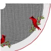64" Embroidered Cardinal Hounds Tooth Tree Skirt