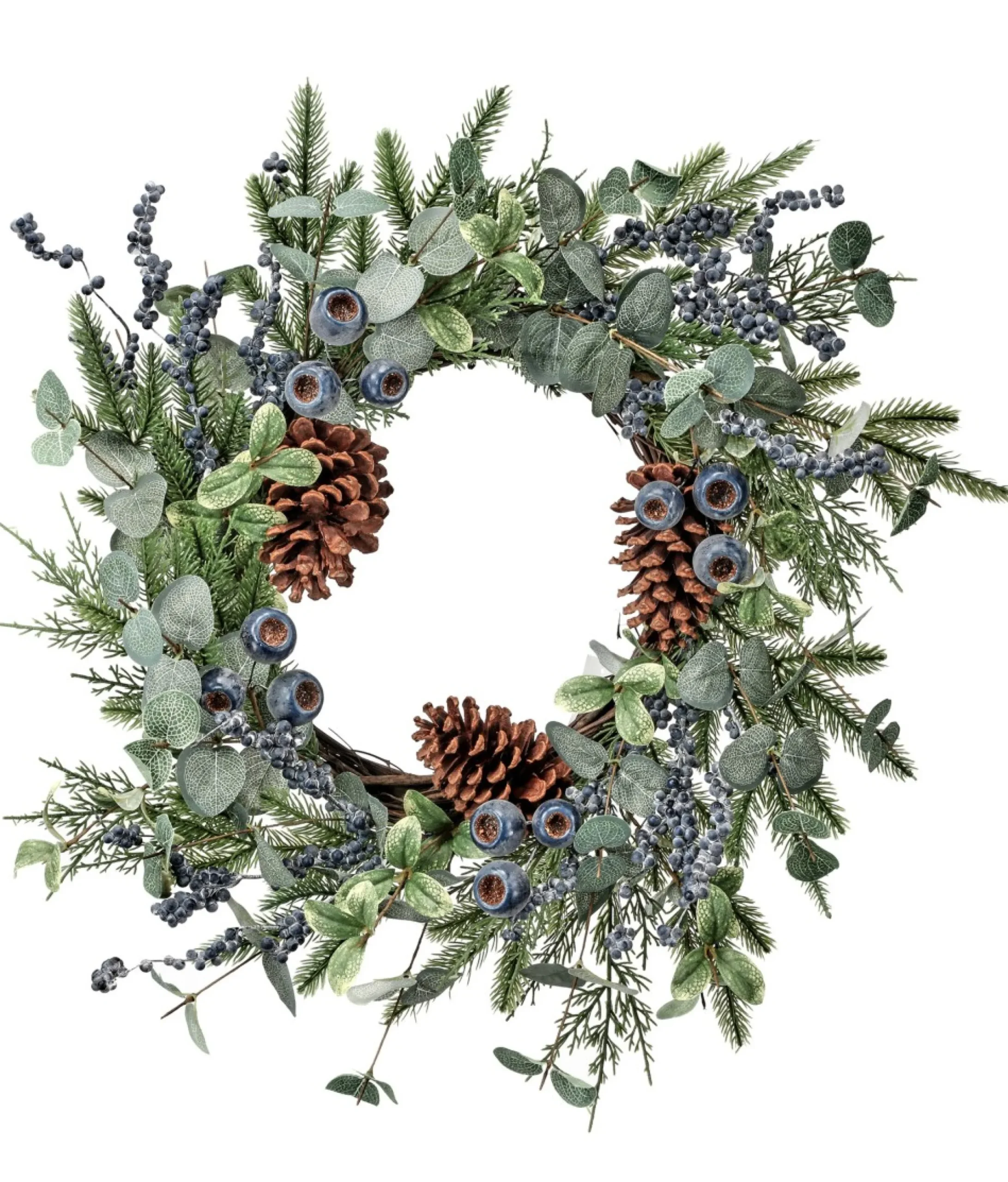 Eucalyptus, Cedar And Pine Artificial Christmas Wreath, 22-Inch, Unlit