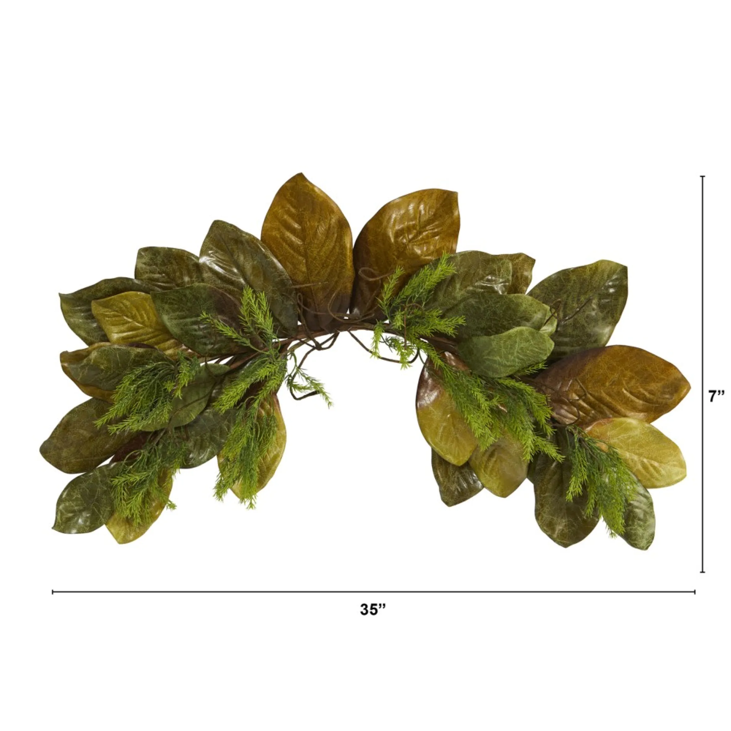 35" Fall Magnolia Leaf Artificial Swag, Unlit