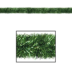 100' Festive Shiny Green Gleam 'N Tinsel Holiday Garland - Unlit