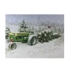 Fiber Optic And Led Lighted Merry Christmas Tractor Canvas Wall Art 12" X 15.75"