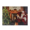 Fiber Optic And Led Lighted "Santa Checks His List" Christmas Canvas Wall Art 12" X 15.75"