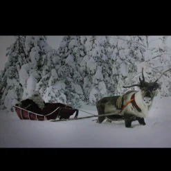 Fiber Optic Lighted Santa In His Sleigh Canvas Wall Art 15.75" X 23.5"