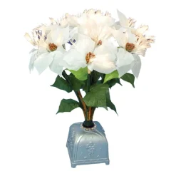 20" Fiber Optic Lighted White Poinsettia Artificial Christmas Plant