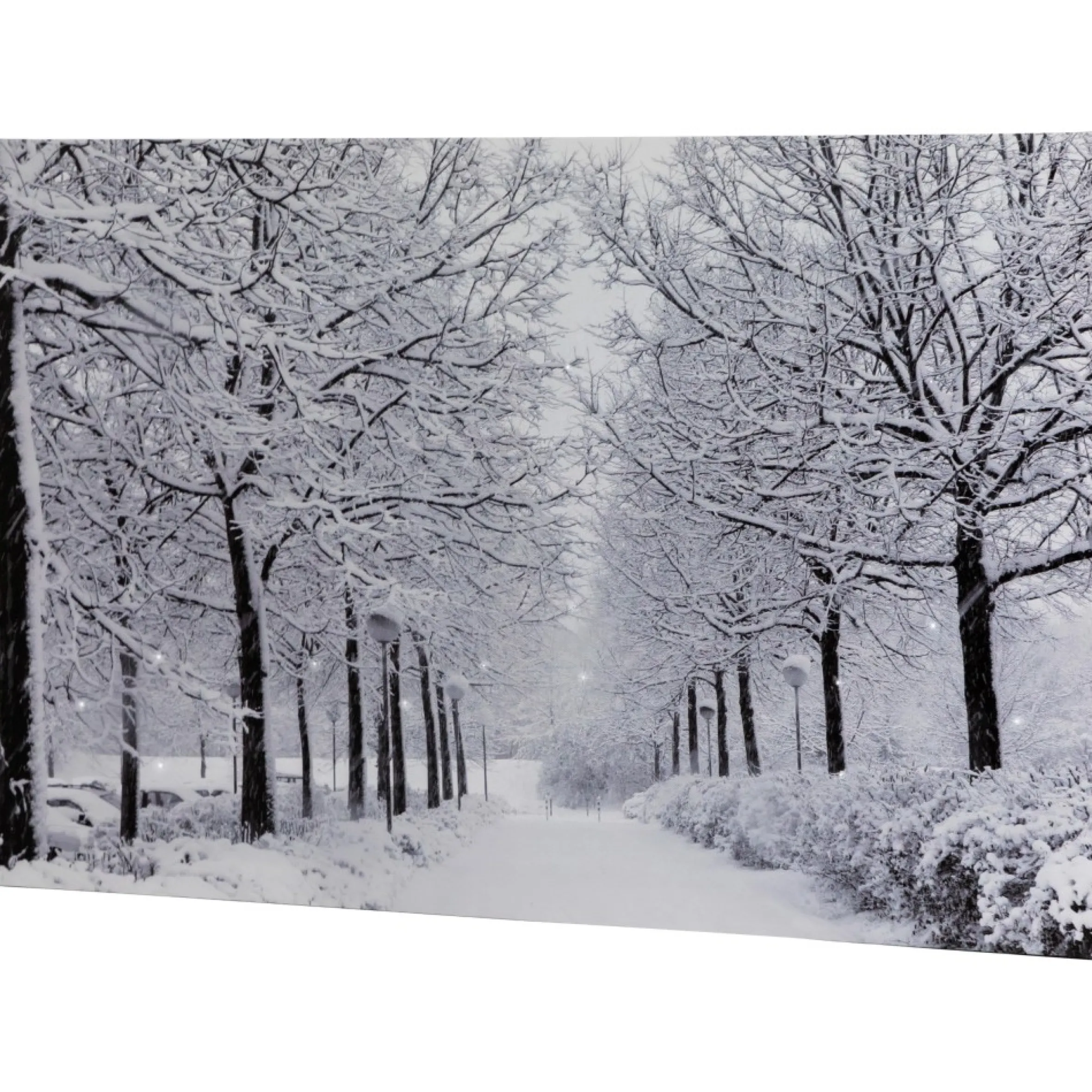 Fiber Optic Lighted Winter Lane Snowfall Christmas Canvas Wall Art 23.5" X 15.75"