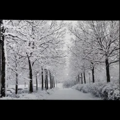 Fiber Optic Lighted Winter Lane Snowfall Christmas Canvas Wall Art 23.5" X 15.75"