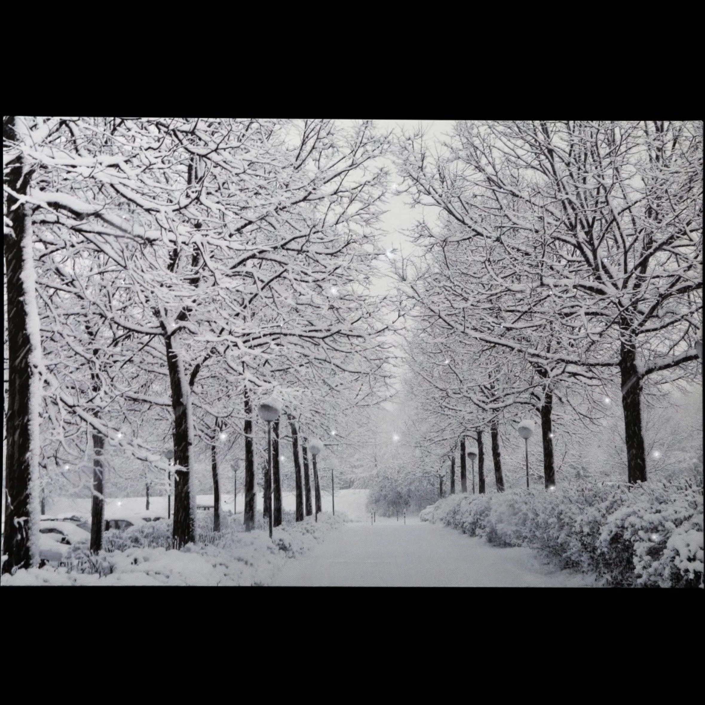 Fiber Optic Lighted Winter Lane Snowfall Christmas Canvas Wall Art 23.5" X 15.75"