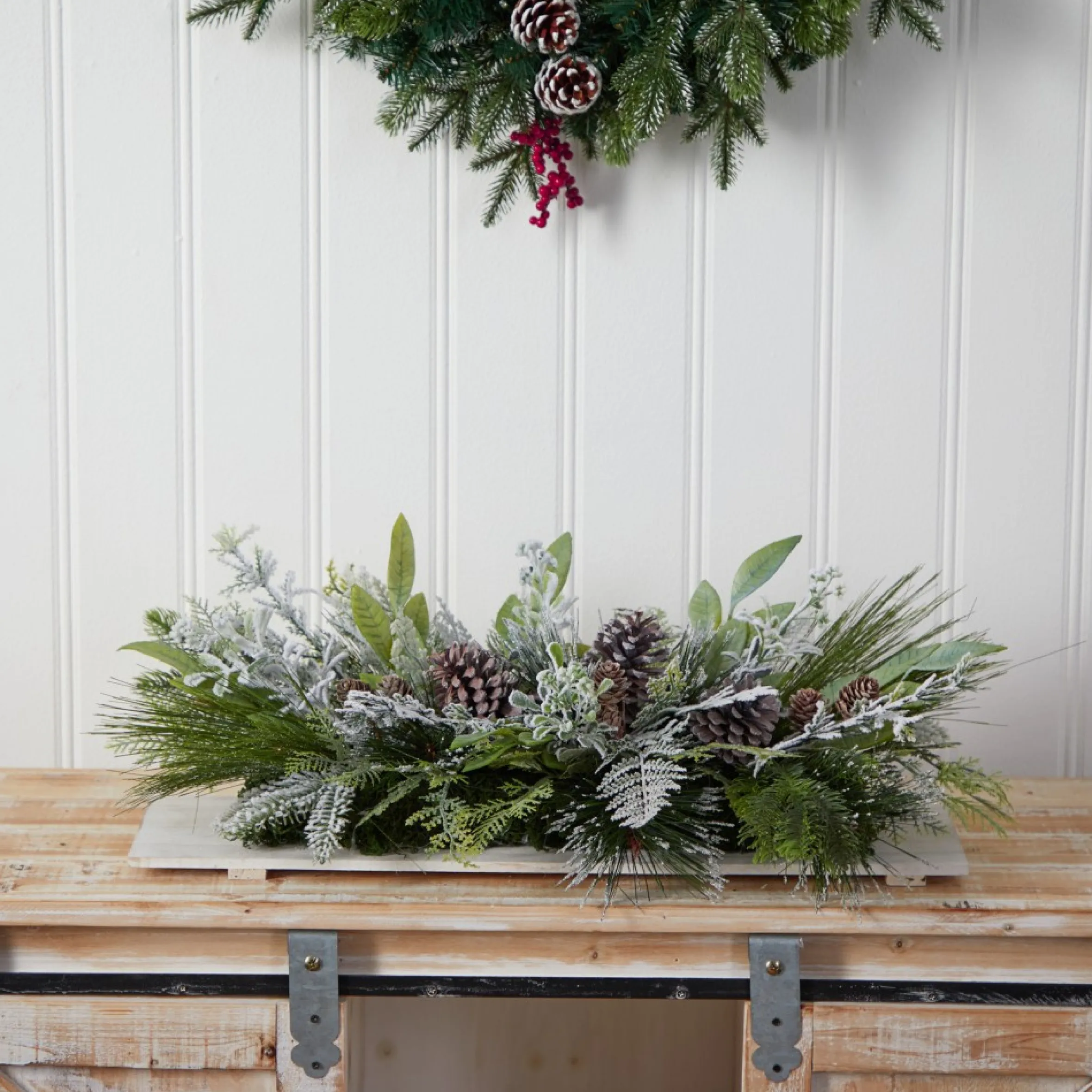 26" Flocked Artificial Christmas Arrangement