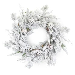 Flocked Mix Pine Artificial Christmas Wreath, 24-Inch, Unlit
