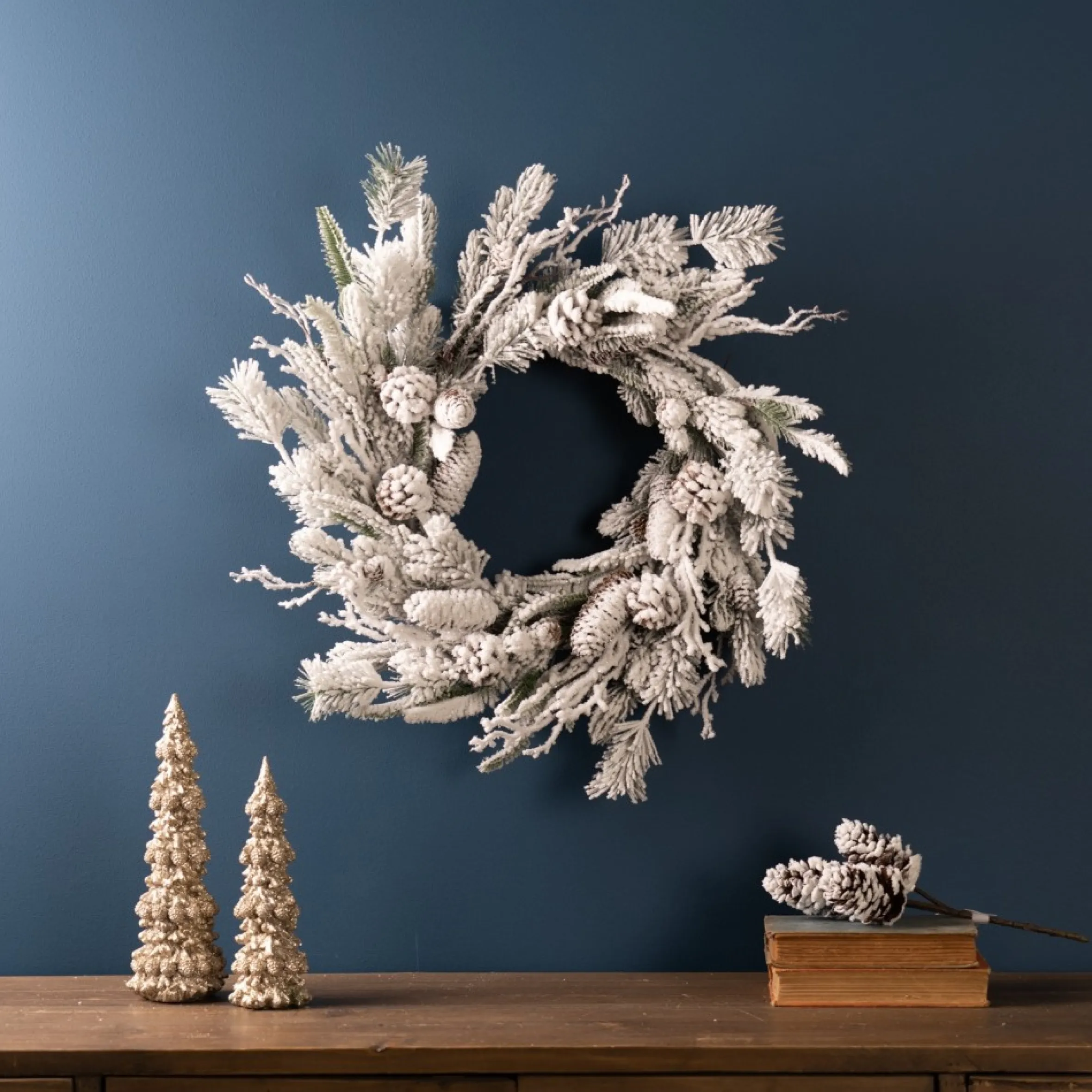 Flocked Mix Pine Artificial Christmas Wreath, 24-Inch, Unlit