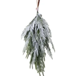 24" Flocked Norfolk Pine Artificial Christmas Teardrop Swag, Unlit