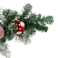 6' Flocked Pine Artificial Christmas Garland With Candy Ornaments And Pinecones