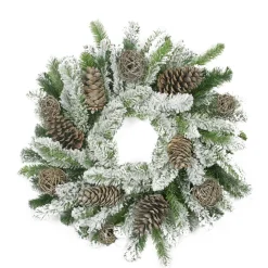 Flocked Pine Cone And Twig Ball Artificial Christmas Wreath - 24-Inch, Unlit
