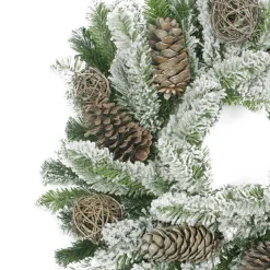 Flocked Pine Cone And Twig Ball Artificial Christmas Wreath - 24-Inch, Unlit