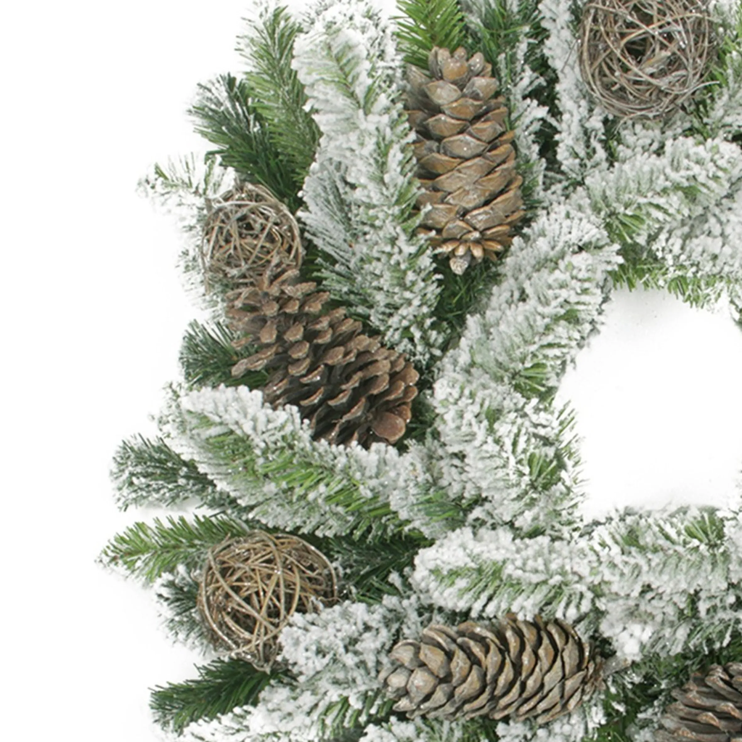Flocked Pine Cone And Twig Ball Artificial Christmas Wreath - 24-Inch, Unlit