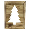 13.75" Framed Wood Christmas Tree Cut Out Wall Hanging Decoration