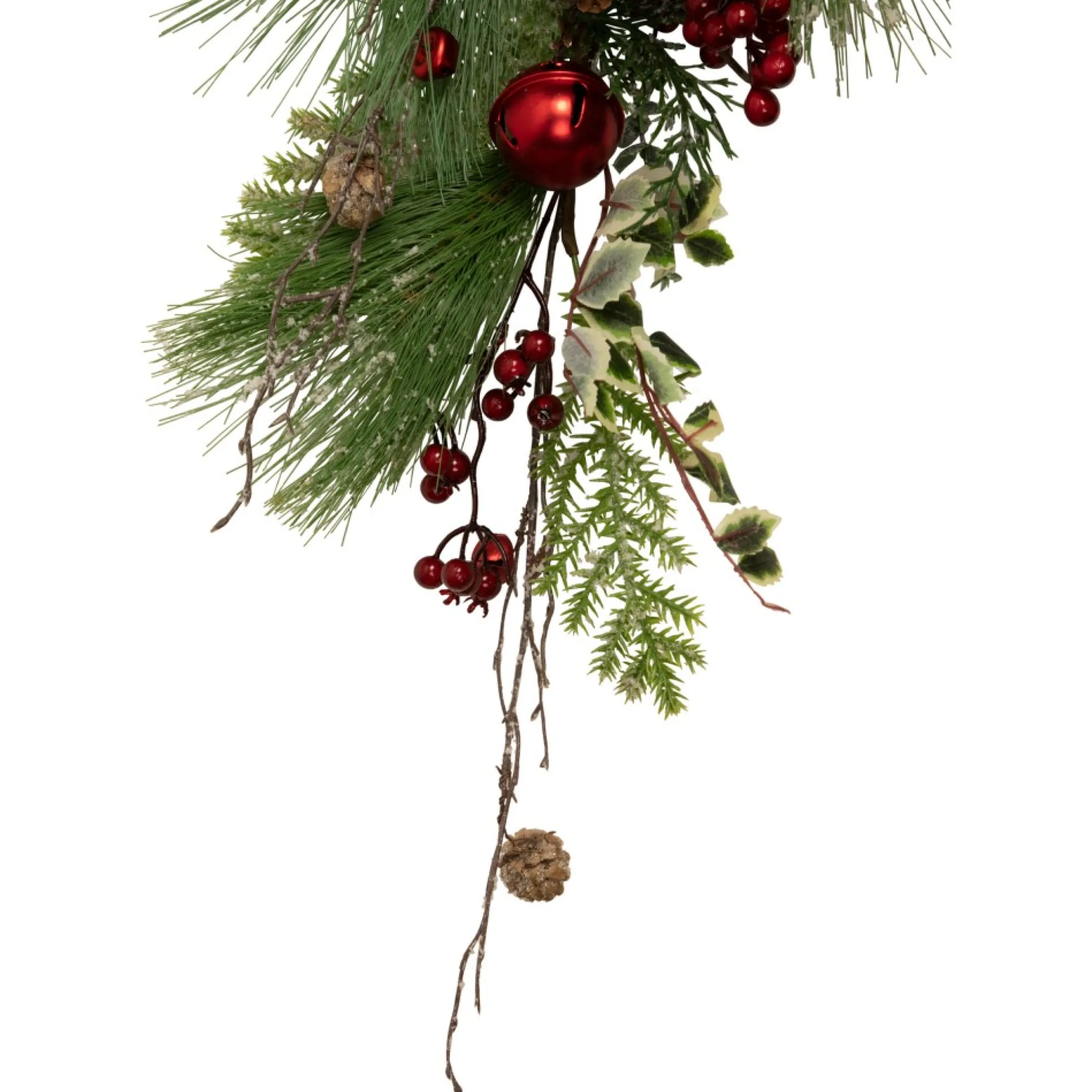 30" Frosted Berries And Pine Cones Artificial Christmas Teardrop Swag - Unlit