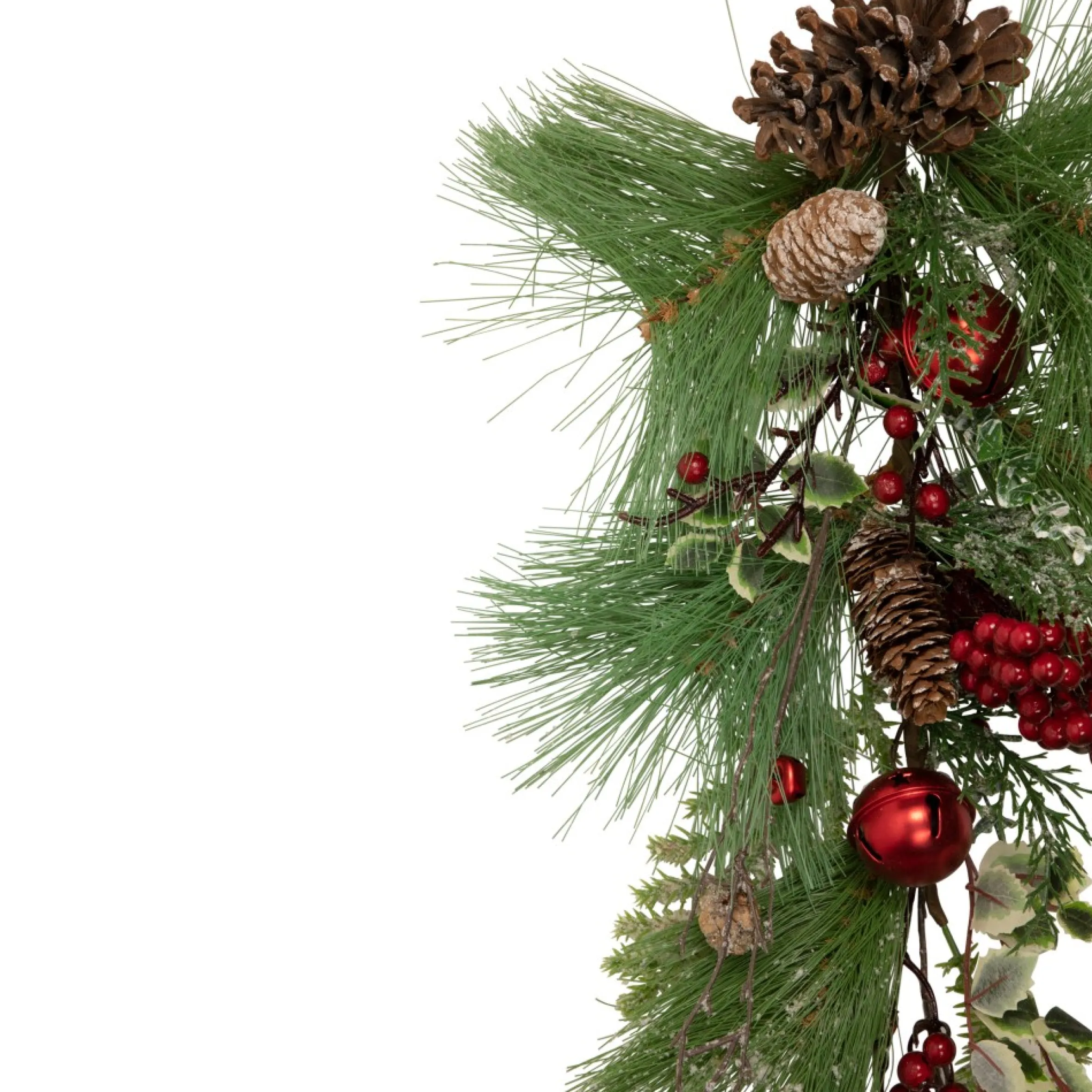 30" Frosted Berries And Pine Cones Artificial Christmas Teardrop Swag - Unlit