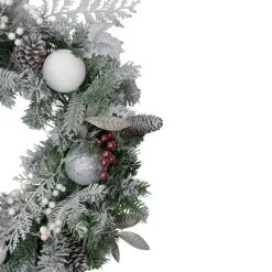 Frosted Cedar And Berries Artificial Christmas Wreath - 24-Inch, Unlit