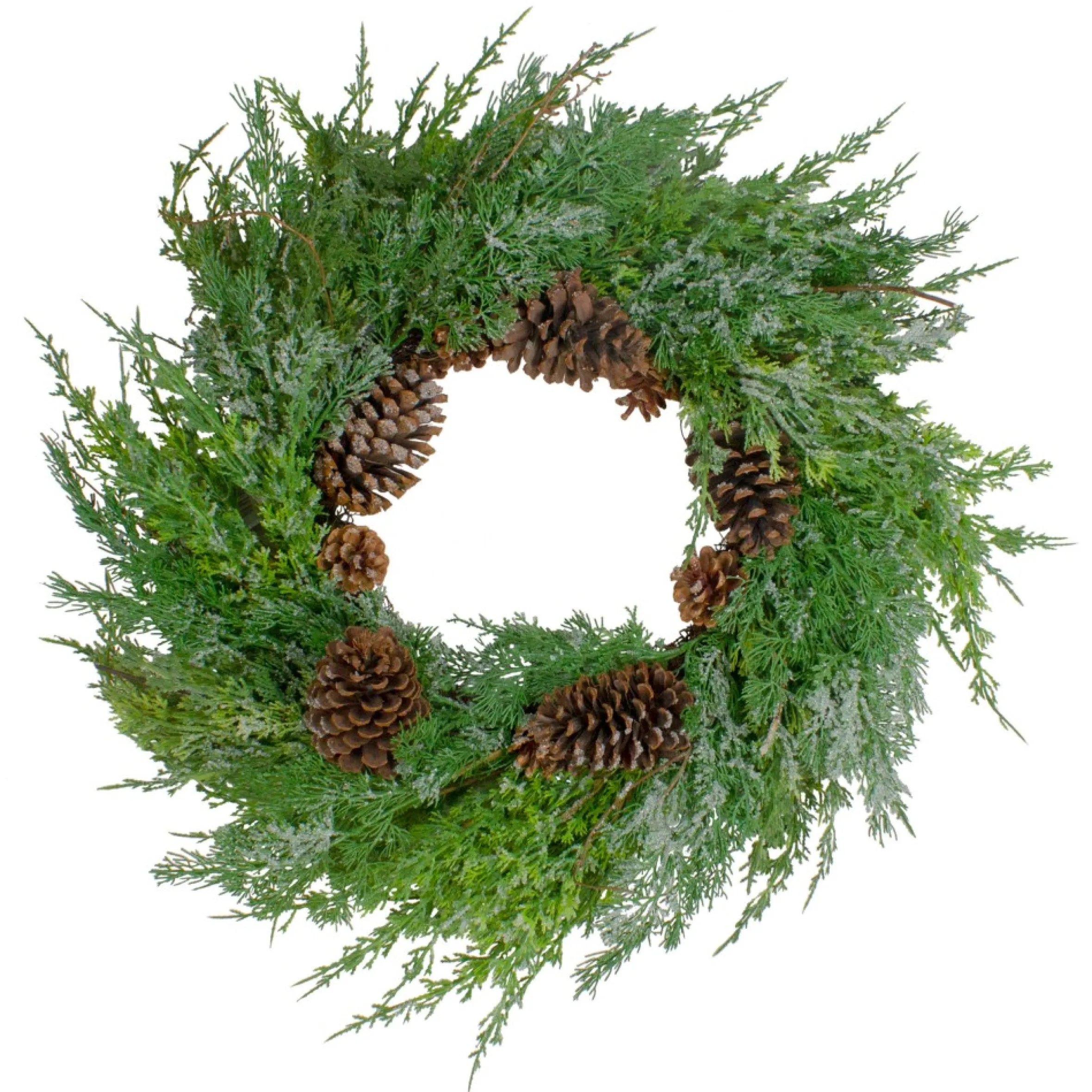 Frosted Cedar And Pine Cone Artificial Christmas Wreath, 26-Inch, Unlit