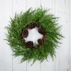 Frosted Cedar And Pine Cone Artificial Christmas Wreath, 26-Inch, Unlit