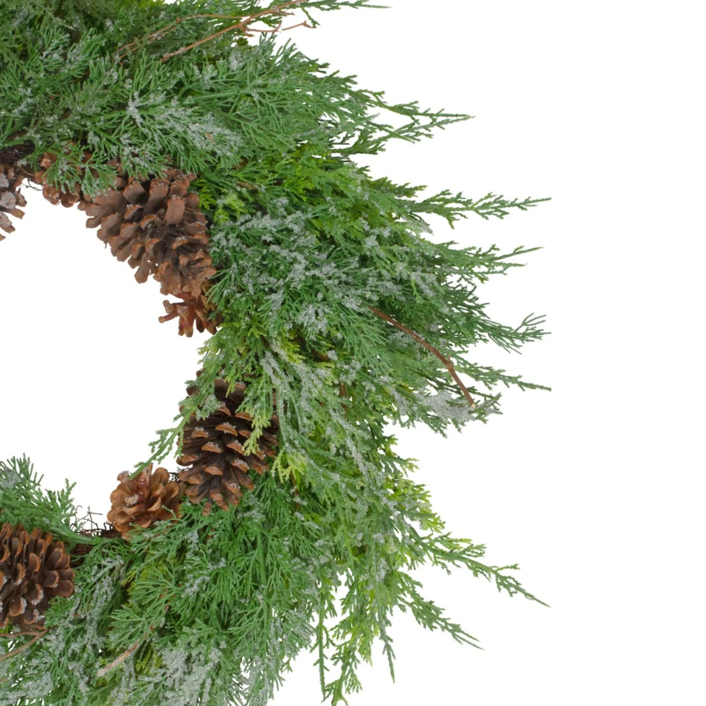 Frosted Cedar And Pine Cone Artificial Christmas Wreath, 26-Inch, Unlit