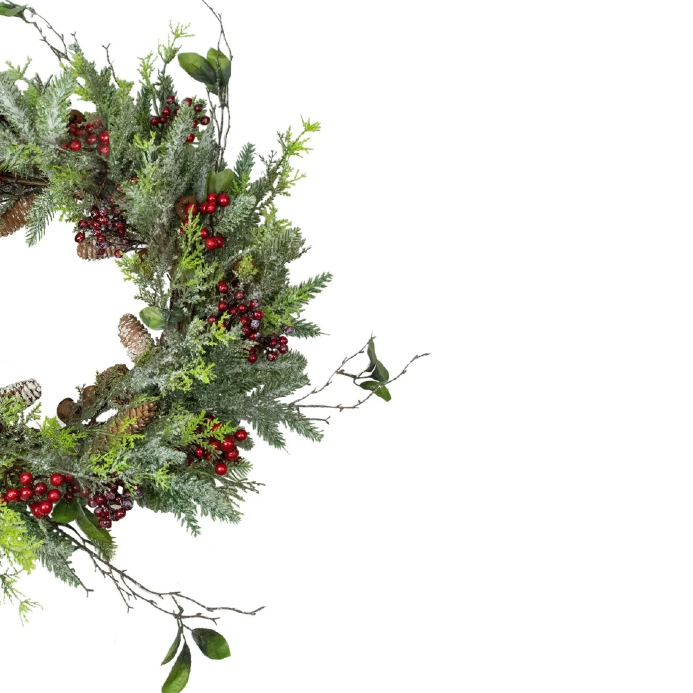 Frosted Pine And Berry Artificial Christmas Wreath, 25-Inch, Unlit