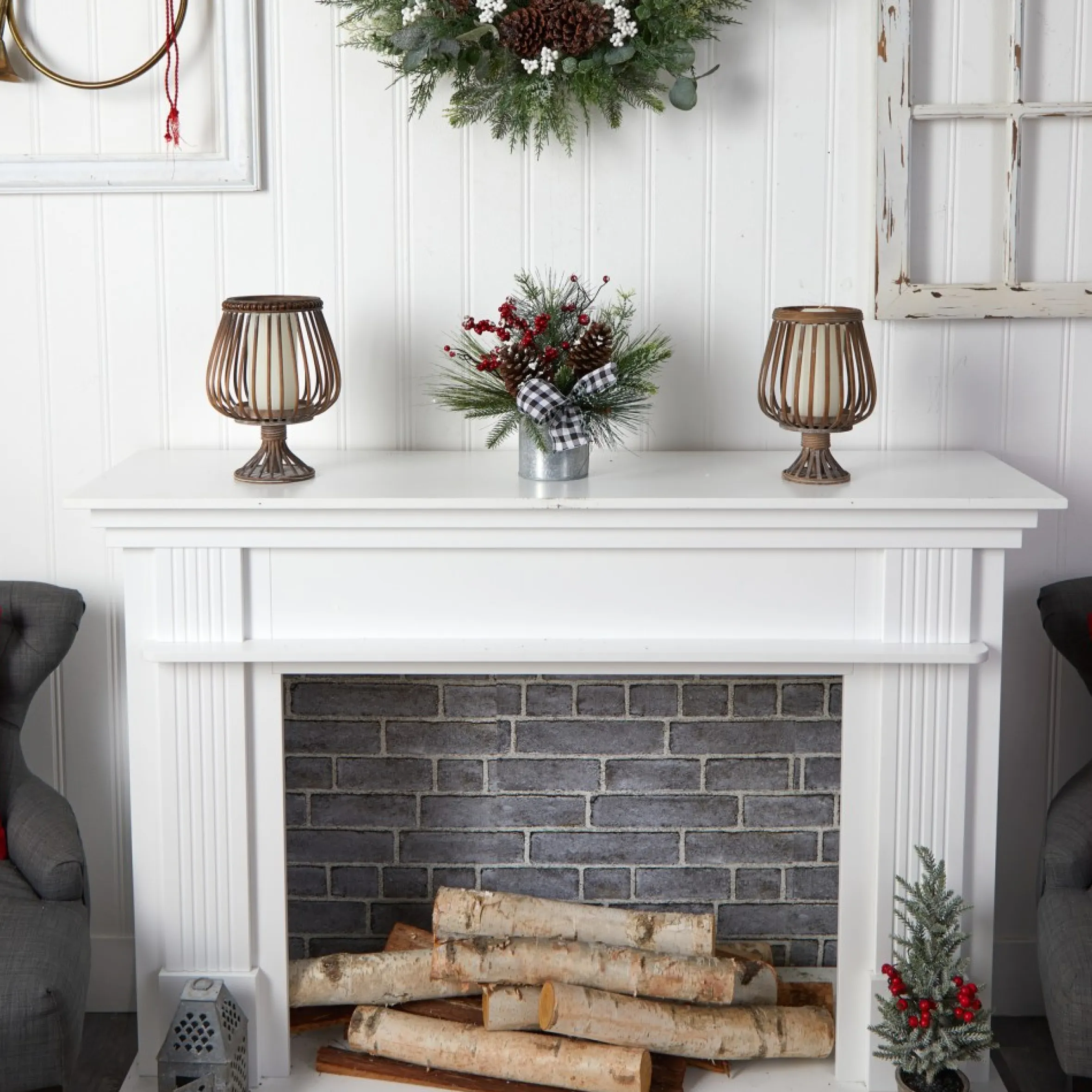 12" Frosted Pinecones And Berries Artificial Christmas Arrangement