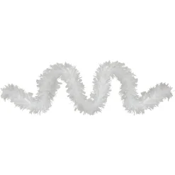 12Ft Clear And White Snowblush Artificial Tinsel Christmas Garland - Unlit