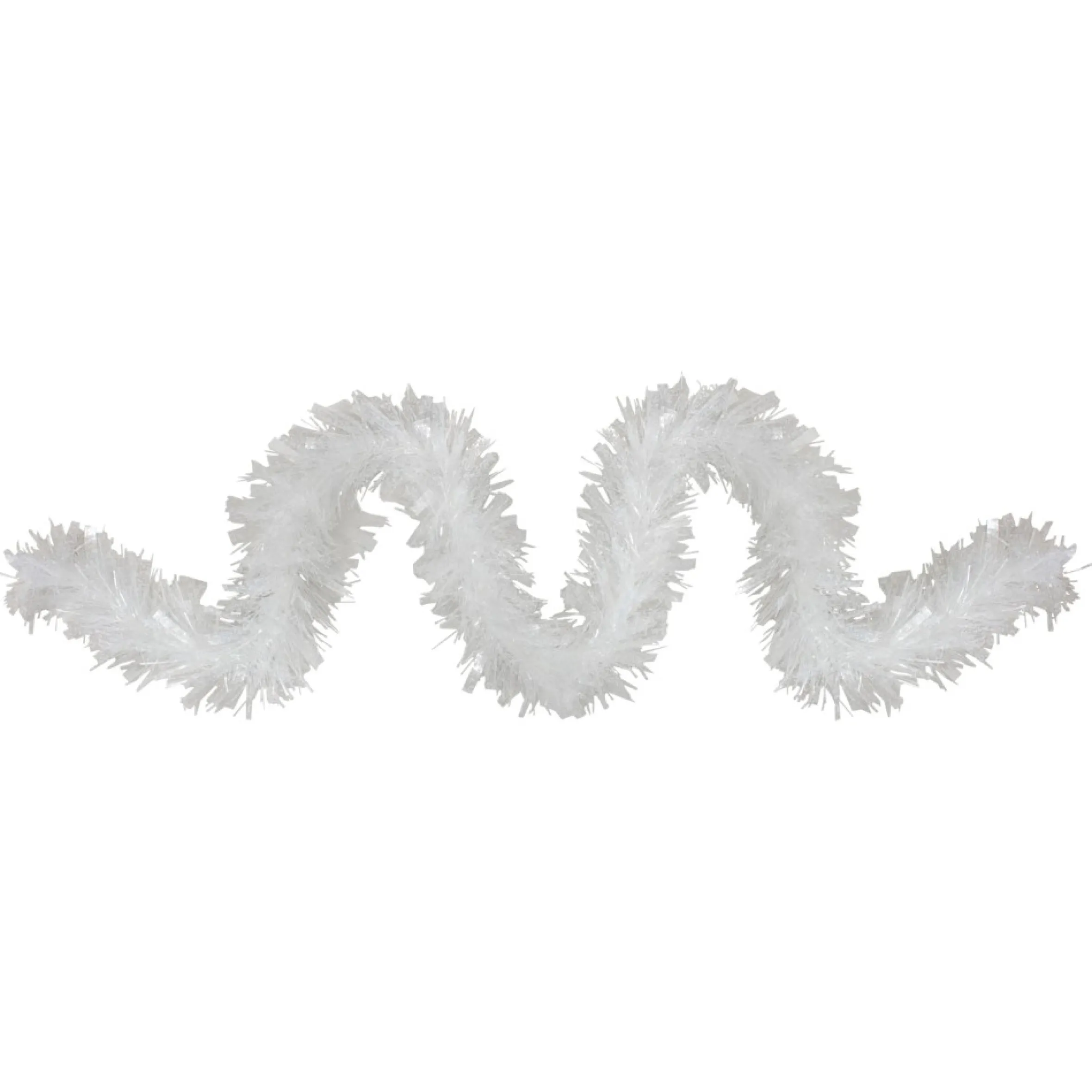 12Ft Clear And White Snowblush Artificial Tinsel Christmas Garland - Unlit