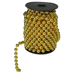 33Ft X 10Mm Shiny Gold Round Beaded Christmas Garland