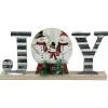 15" Galvanized Metal And Wooden 'Joy' Snowman Family Christmas Sign