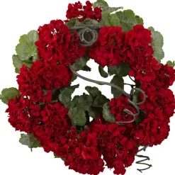 Geranium Artificial Floral Christmas Wreath, 17-Inch, Unlit
