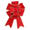 40" Giant Red 3D 11-Loop Velveteen Christmas Bow With Gold Trim