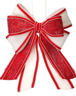 16" Glittered Candy Christmas Bow With Wires