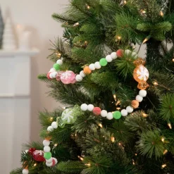 6' Glittered Pastel Colored Candy Christmas Garland, Unlit