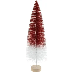 15.5" Glittered Red And White Sisal Tabletop Christmas Tree