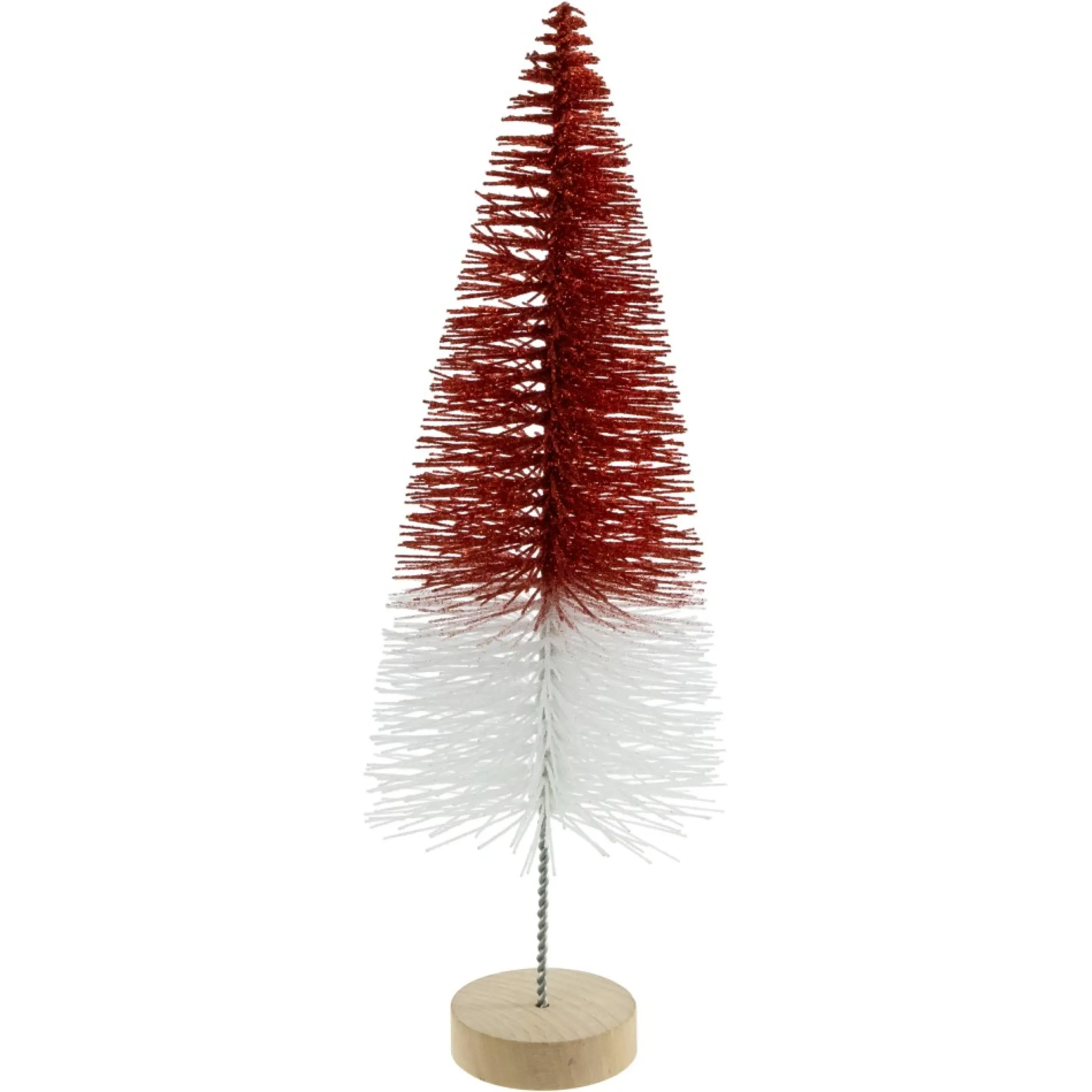 12" Glittered Red And White Sisal Tabletop Christmas Tree