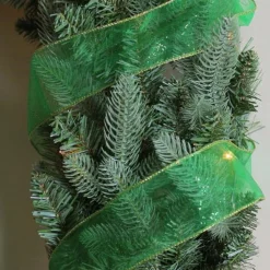 Glittering Green And Gold Solid Wired Christmas Craft Ribbon 2.5" X 10 Yards
