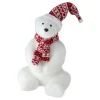 17" Glitter Polar Bear In Nordic Hat And Scarf Christmas Decor