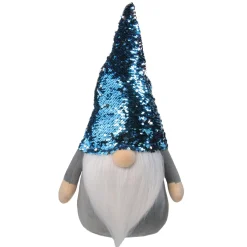 17" Gnome With Blue And Silver Flip Sequin Hat Christmas Decoration