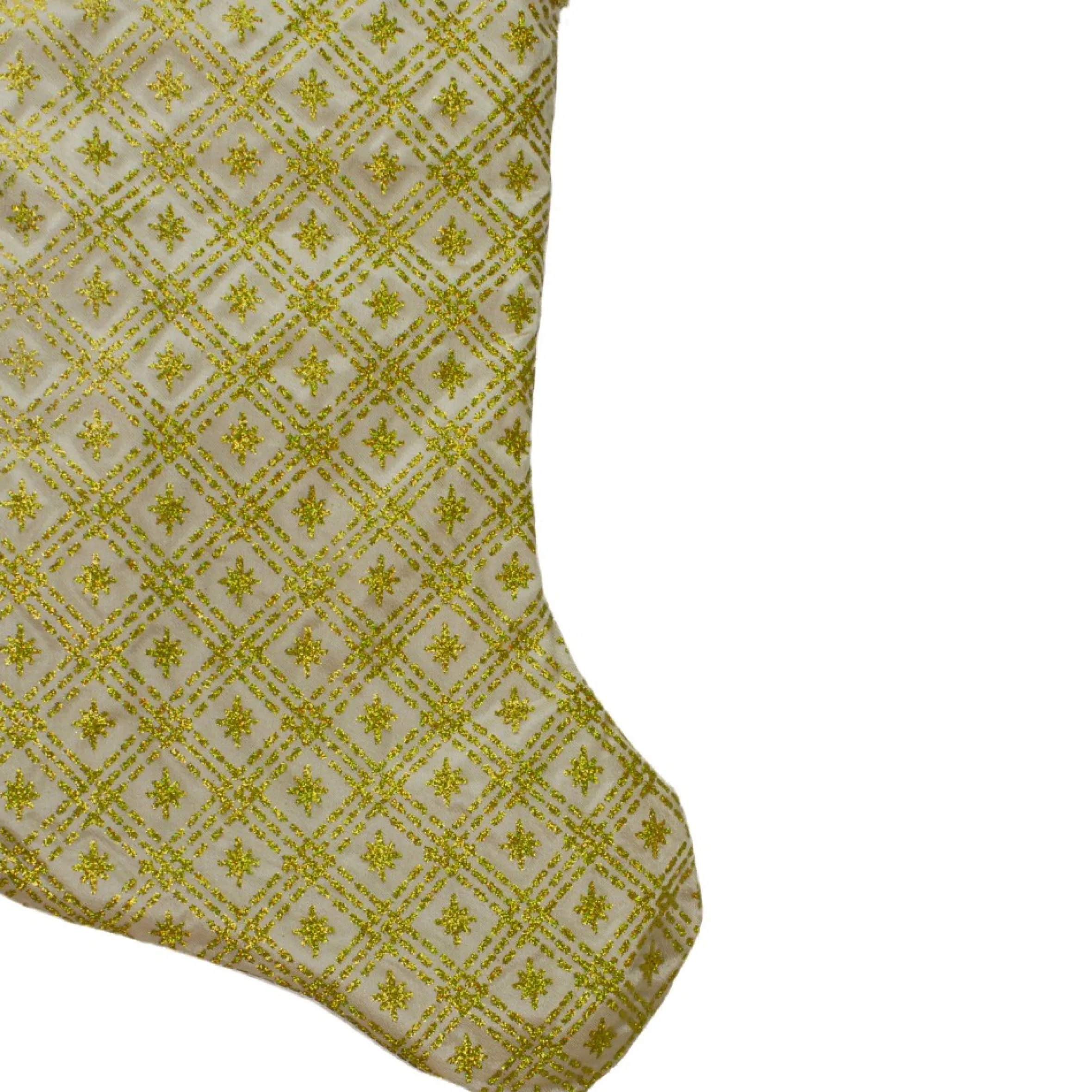 20.5" Gold And Brown Glitter Star Print Christmas Stocking