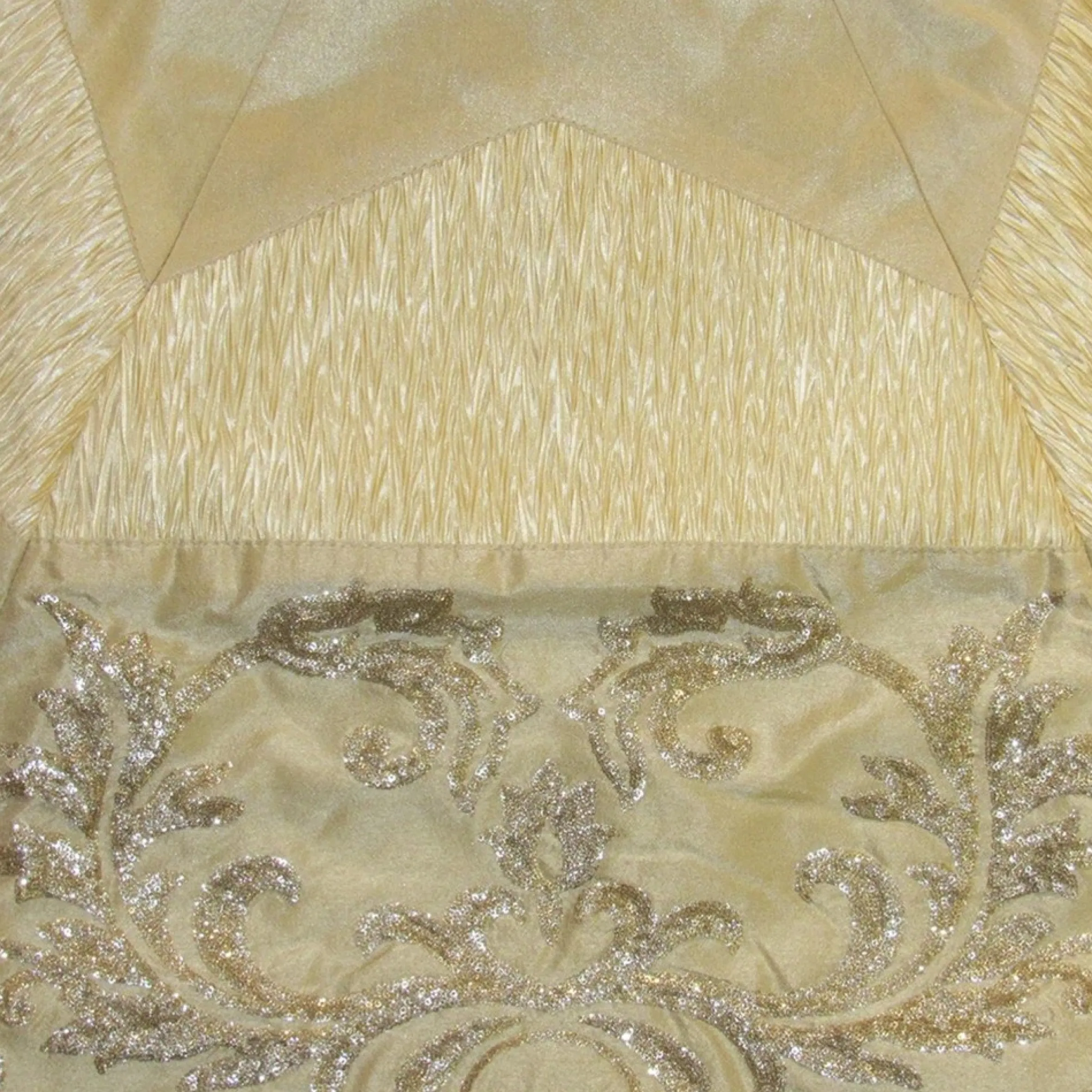 50" Gold And Ivory Sequin Christmas Tree Skirt