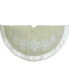 48" Gold And Silver Bordered Snowflake Christmas Tree Skirt